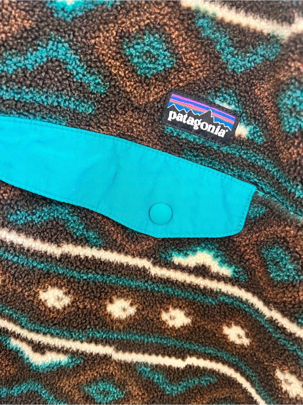 Patagonia Teal-Trim Aztec Fleece Snap-T Pullover - Picture 3 of 5